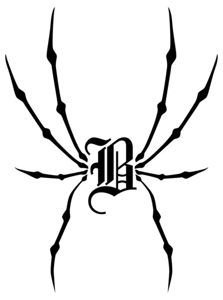 Tela de araña con letra dentro — Vector de stock