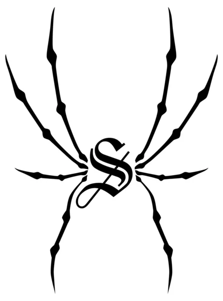 Spinnennetz mit Buchstaben innen — Stockvektor