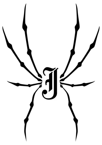 Spinnenweb met letter binnen — Stockvector