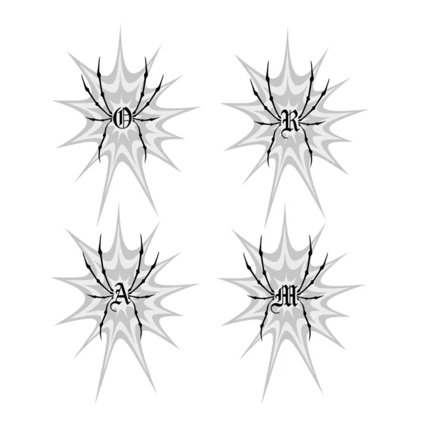 Toile d'araignée avec lettre intérieure — Image vectorielle