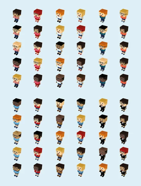 Paquete de personajes de dibujos animados — Vector de stock