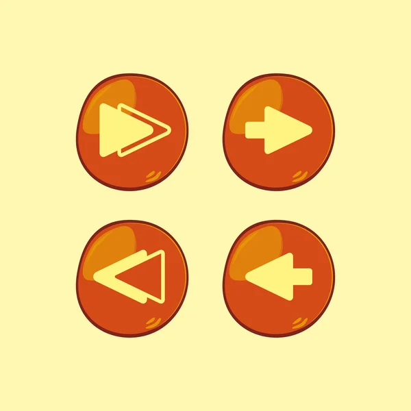 Set icona pulsante arancione — Vettoriale Stock
