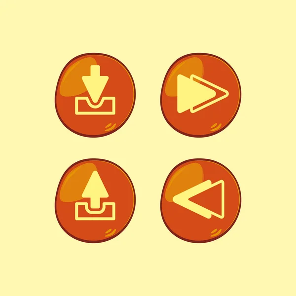 Pomarańczowy przycisk zestaw ikon — Wektor stockowy