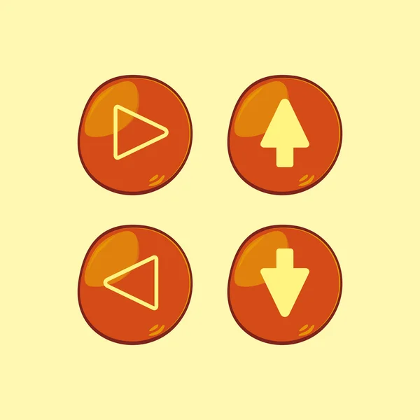 Conjunto de ícone de botão laranja — Vetor de Stock