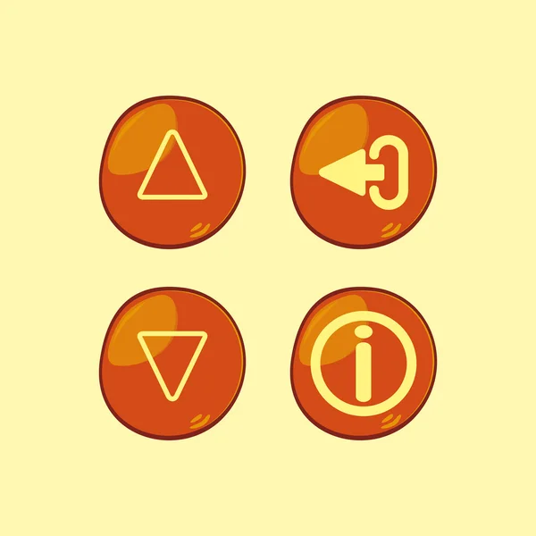 Pomarańczowy przycisk zestaw ikon — Wektor stockowy