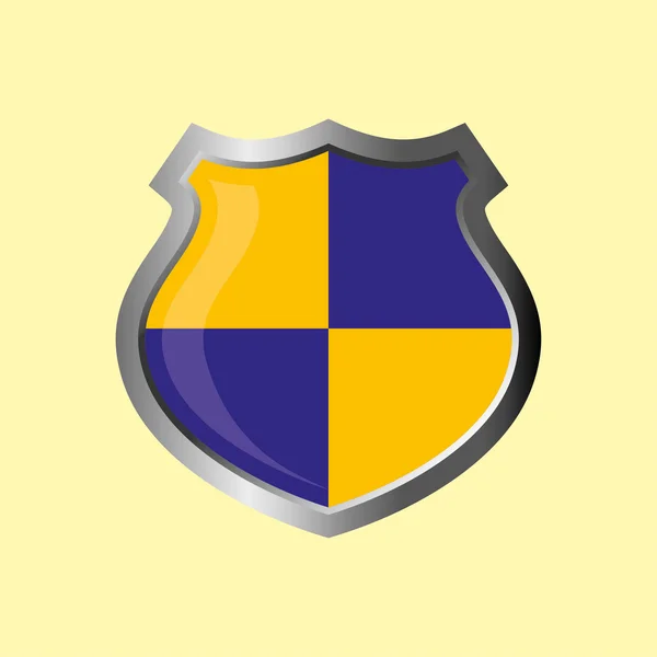 Bouclier à thème bleu et jaune — Image vectorielle