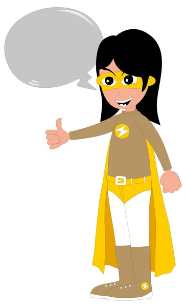 Personnage de super-héros avec bulle de parole — Image vectorielle