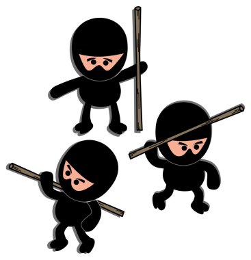 Ninja savaşçısı çizgi film seti