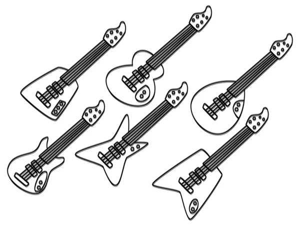 Set garis luar raja Gitar - Stok Vektor