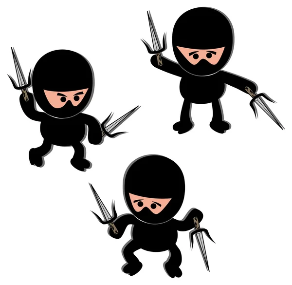 Ninja guerrero conjunto de dibujos animados — Vector de stock