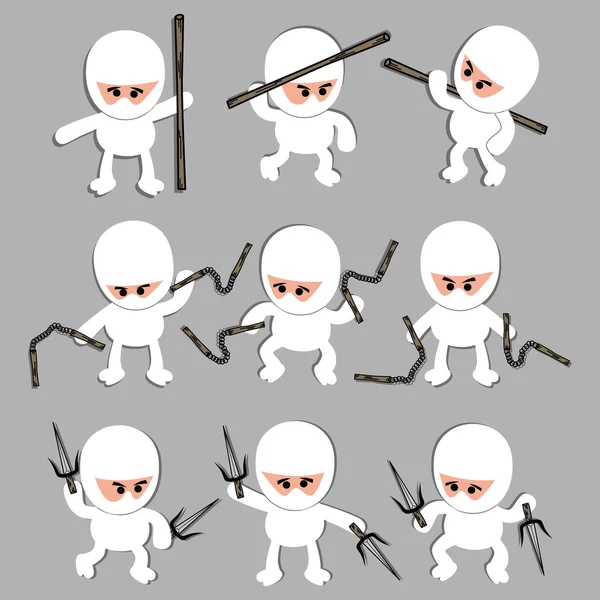 Guerriero ninja vintage bianco — Vettoriale Stock