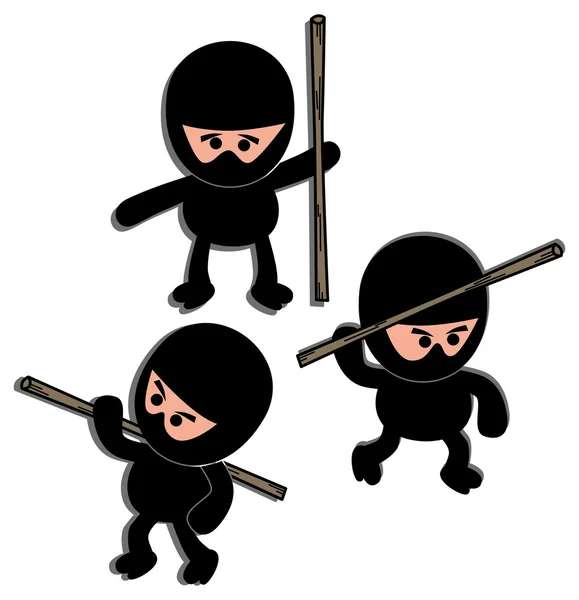 Ninja guerrero conjunto de dibujos animados — Archivo Imágenes Vectoriales