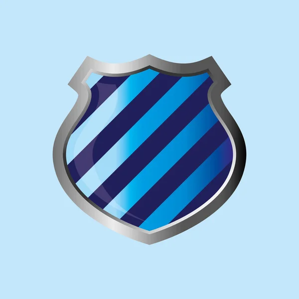 Escudo tema rayado azul — Vector de stock