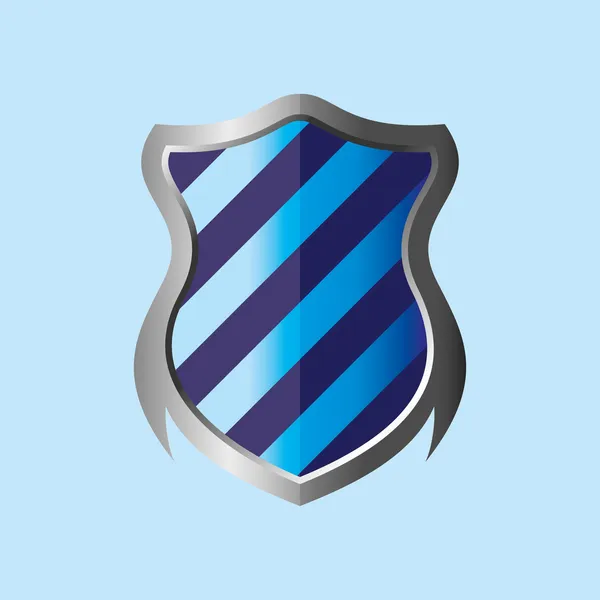 Blue striped theme shield — Stock Vector