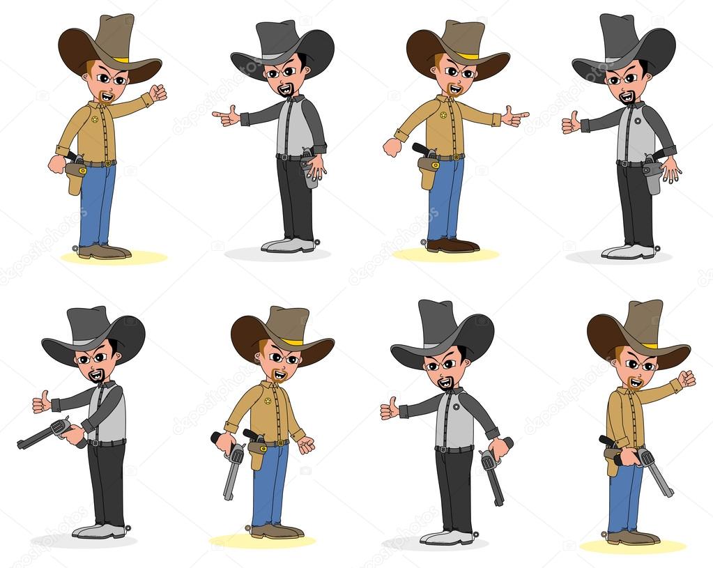 Cowboy set cartoon