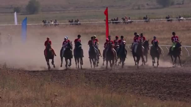 Taldykorgan Zhetysu Region Kazakhstan August 2022 Horse Racing Competition Baiga — Vídeos de Stock