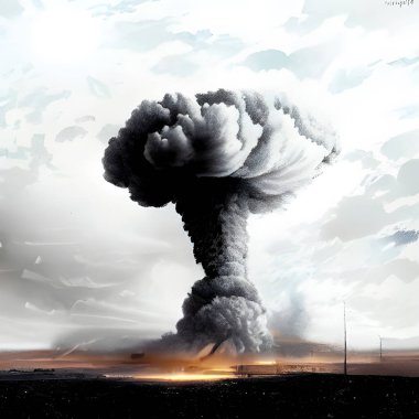 Test alanı. Atom bombasının patlaması. Bazı ülkelerde insanlar hala acı çekiyor..