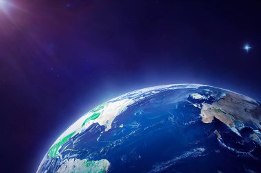 Değiştirilmiş kıtaları olan Dünya gezegeni. Ameri buzda. Ve Avrupa tamamen tanınmayacak hale geldi..