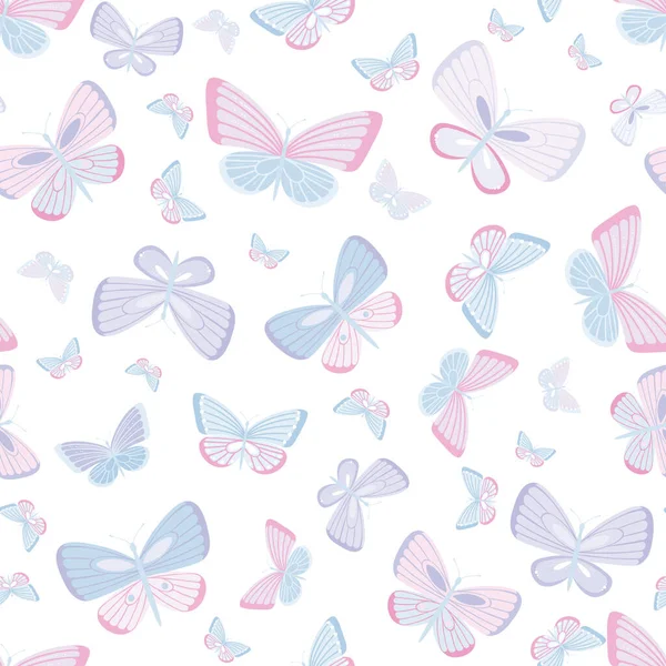 Girly Butterfly Pattern Seamless Vector Background Cute Spring Wallpaper — Stock Vector