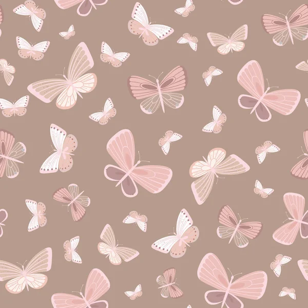 Brown Papillon Sans Couture Motif Répétition Design Vector Papillon Sans — Image vectorielle