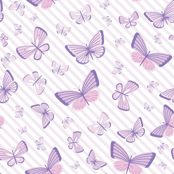 Girly Schmetterlingsmuster Nahtloser Vektorhintergrund Niedliche Frühling Tapete Lila Muster — Stockvektor