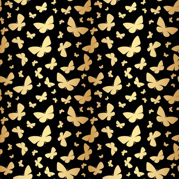 Black Gold Butterfly Vector Pattern Seamless Repeat Pattern Background Butterfly — Stock Vector