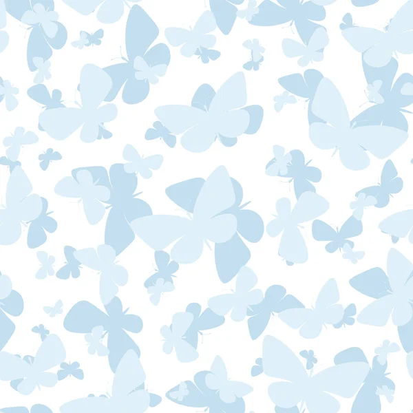 Blauer Schmetterling Vektormuster Nahtlose Wiederholung Muster Background Cute Schmetterling Silhouette — Stockvektor