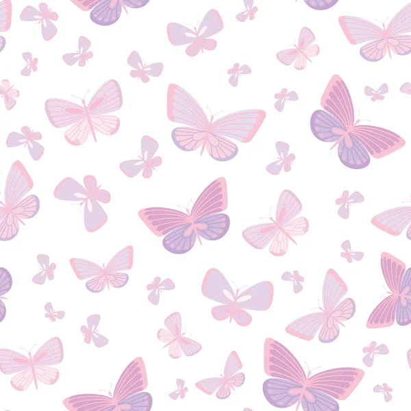 Pastel Mariposa Rosa Diseño Patrón Repetición Sin Costuras Lindo Fondo — Vector de stock