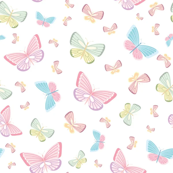 Vector Butterfly Nahtlose Wiederholung Muster Design Hintergrund Pastellfarbener Mädchenhafter Hintergrund — Stockvektor