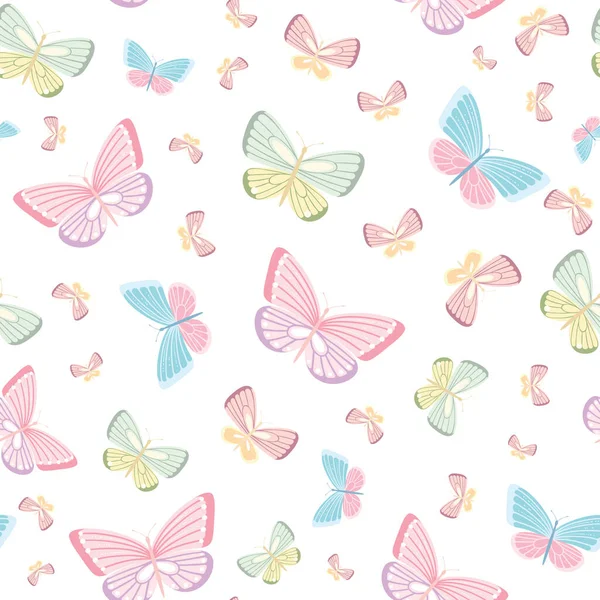 Vector Butterfly Seamless Repeat Pattern Design Background Pastel Girly Pattern — Stock Vector