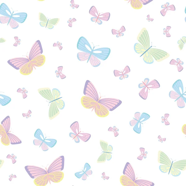 Pastel Mariposa Diseño Patrón Repetición Sin Costuras Lindo Fondo Pantalla — Vector de stock