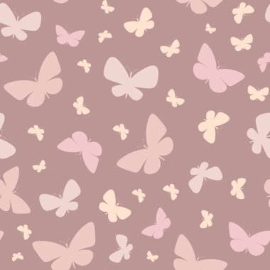 Kahverengi kelebek vektör deseni. Kelebek silueti pürüzsüz tekrarlanmayan desen arkaplanı.
