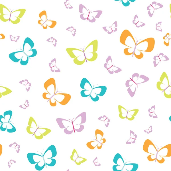Vector Butterfly Seamless Repeat Pattern Design Background Random Colorful Butterfly — Stock Vector