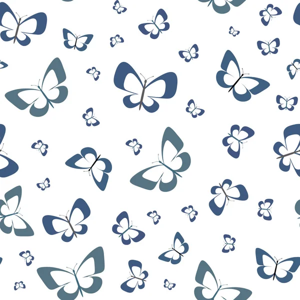 Butterfly Repeat Pattern Background Seamless Vector Pattern White Blue — Stock Vector