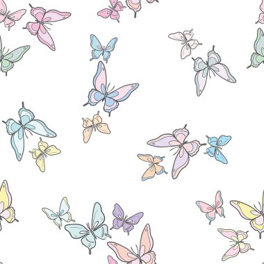 Renkli kelebek vektör deseni pürüzsüz arka plan.