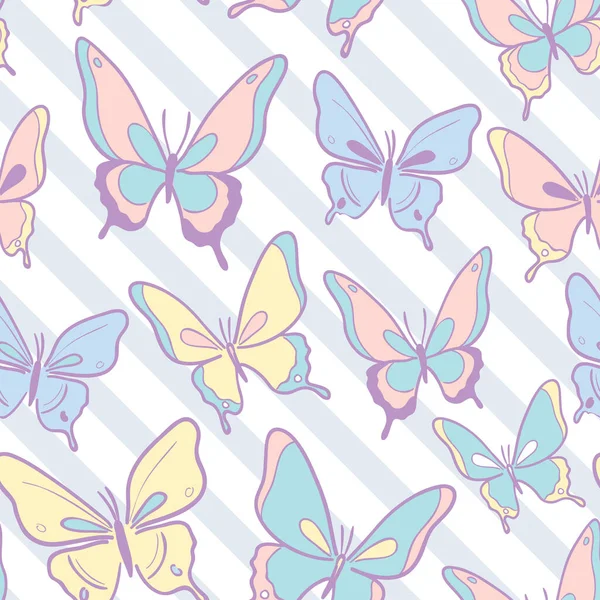 Pastel Mariposa Diseño Patrón Repetición Sin Costuras Lindo Fondo Pantalla — Vector de stock