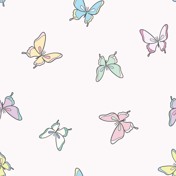 Pastel Mariposa Diseño Patrón Repetición Sin Costuras Lindo Fondo Pantalla — Archivo Imágenes Vectoriales