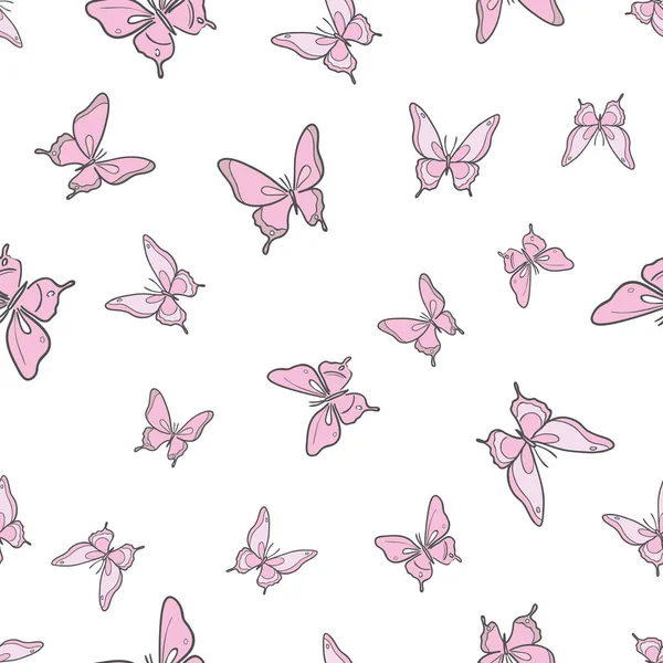 Modello Vettoriale Farfalla Rosa Senza Soluzione Continuità Ripetere Sfondo Girly — Vettoriale Stock