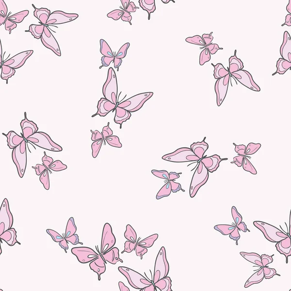 Девчачья Бабочка Бесшовный Векторный Фон Милые Весенние Обои Пастельно Розовый — стоковый вектор