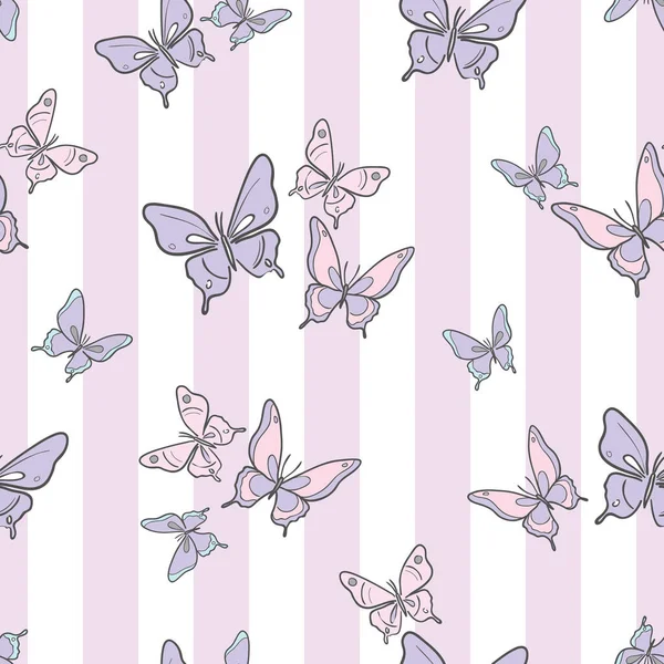 Modèle Vectoriel Papillon Violet Rose Fond Répété Sans Couture Modèle — Image vectorielle