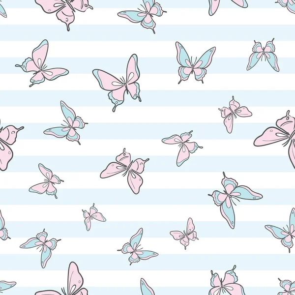 Vector Mariposa Sin Costuras Patrón Repetición Fondo Pastel Femenino Patrón — Vector de stock