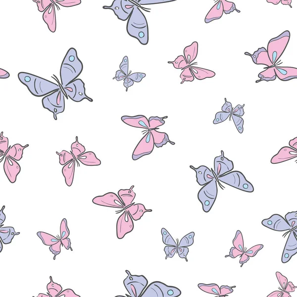 Pastel Mariposa Diseño Patrón Repetición Sin Costuras Lindo Fondo Pantalla — Vector de stock