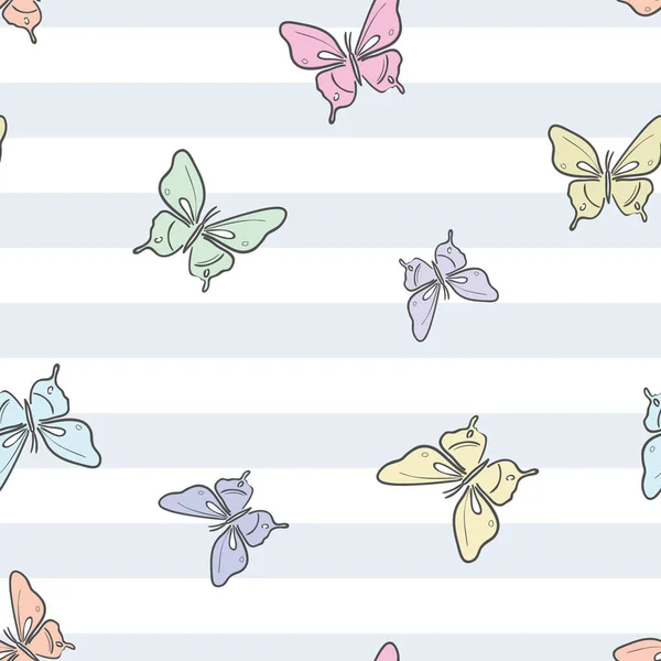 Bunte Schmetterling Vektor Muster Nahtlose Wiederholung Hintergrund — Stockvektor