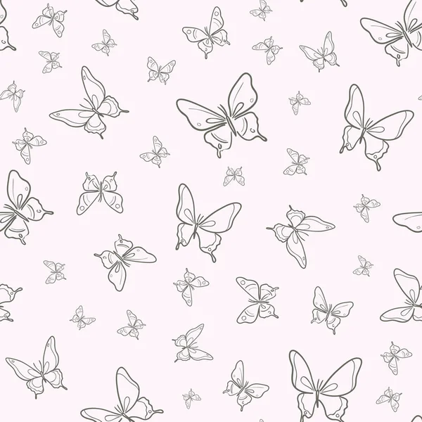 Rosa Gris Vector Mariposa Sin Costuras Patrón Repetición Fondo Diseño — Vector de stock