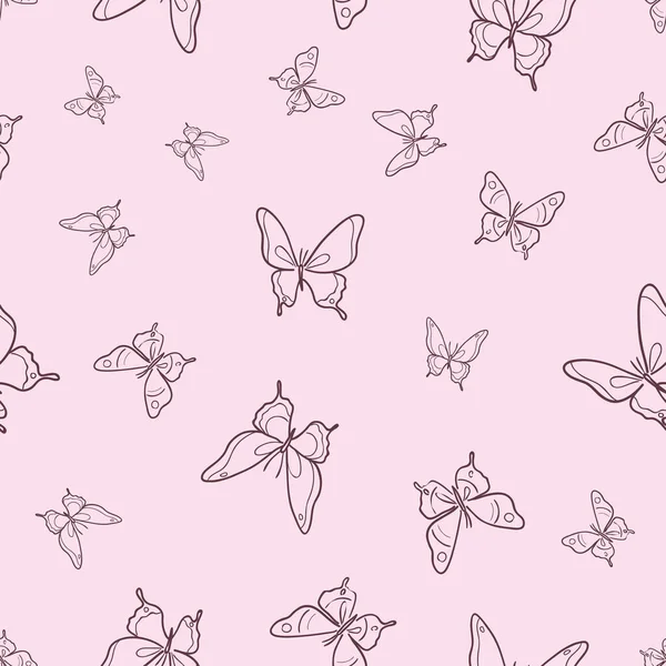 Бабочка Повторяет Рисунок Фона Бесшовный Красочный Весенний Узор Розовый Рисунок — стоковый вектор