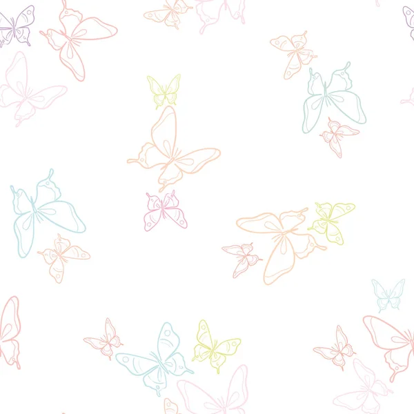 Pasztell Pillangó Zökkenőmentes Ismétlődő Minta Design Aranyos Pillangó Vektor Tapéta — Stock Vector