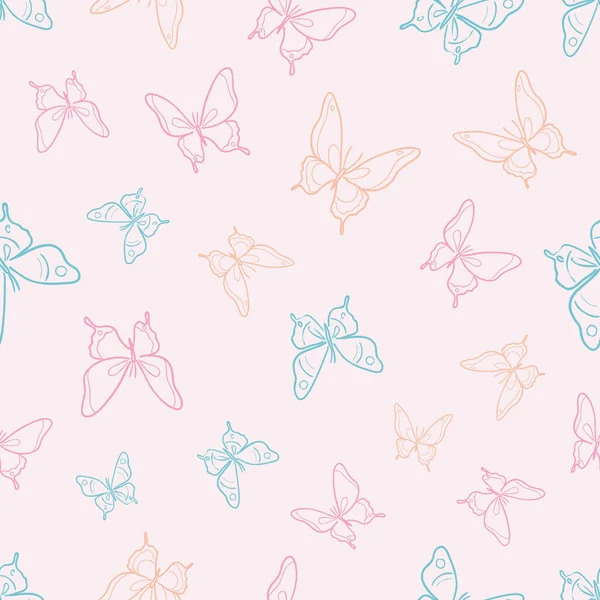 Pastel Mariposa Diseño Patrón Repetición Sin Costuras Lindo Fondo Pantalla — Vector de stock