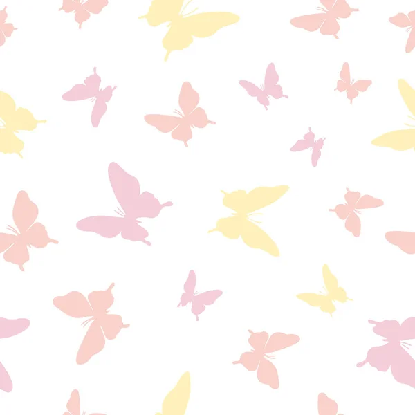 Pastel Motýl Bezešvé Opakování Vzor Design Roztomilý Motýl Vektorové Tapety — Stockový vektor