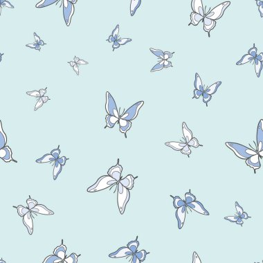 Mavi kelebek vektörü pürüzsüz desen tasarımı arka planı.