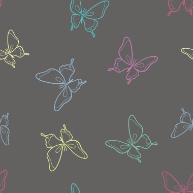 Vektör kelebeği pürüzsüz tekrar desen tasarımı arka planı.